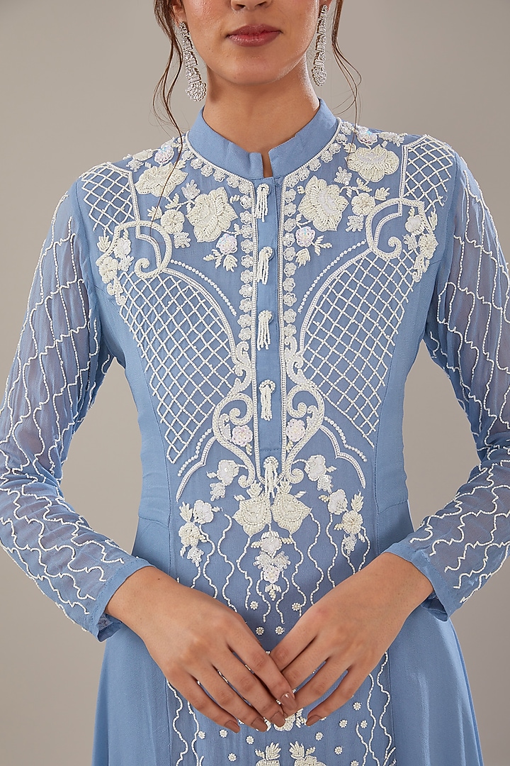 Blue Georgette Kurta Set by The Pink Mirror at Pernia's Pop Up Shop