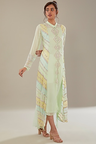 Mint Green Georgette Kurta Set by The Pink Mirror