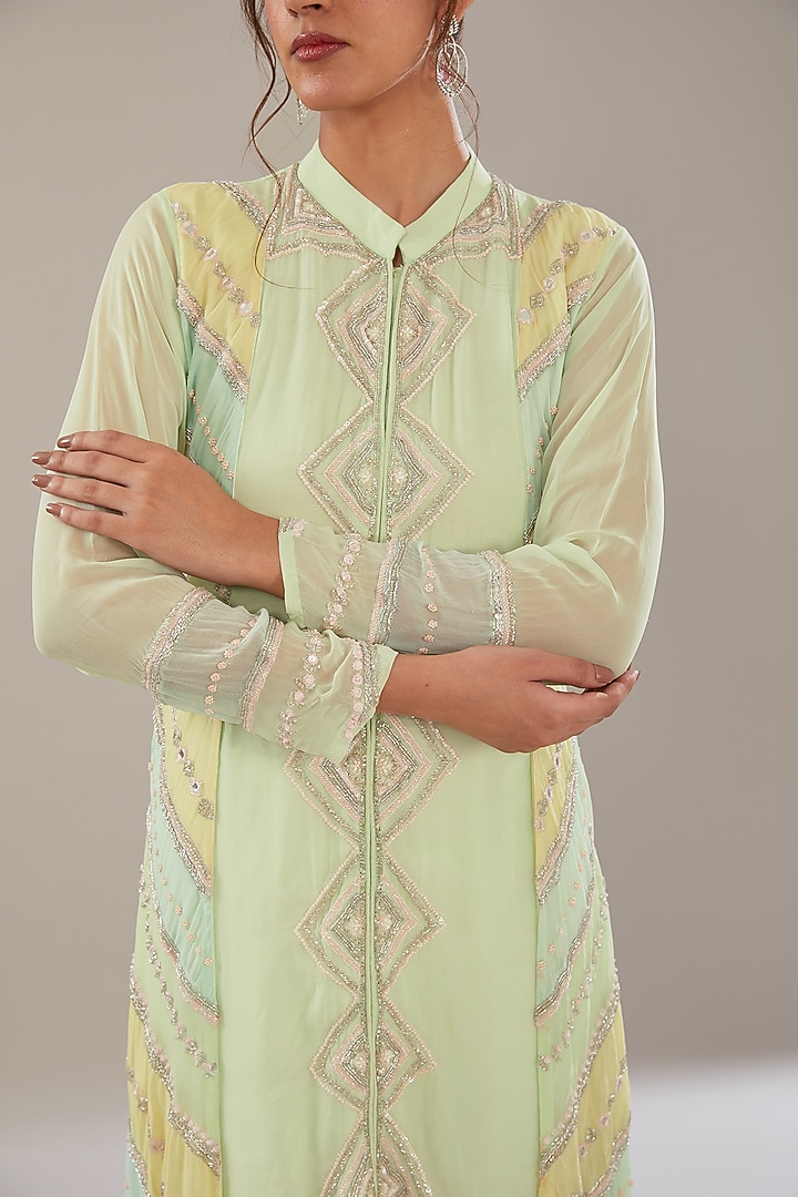 Mint Green Georgette Kurta Set by The Pink Mirror at Pernia's Pop Up Shop