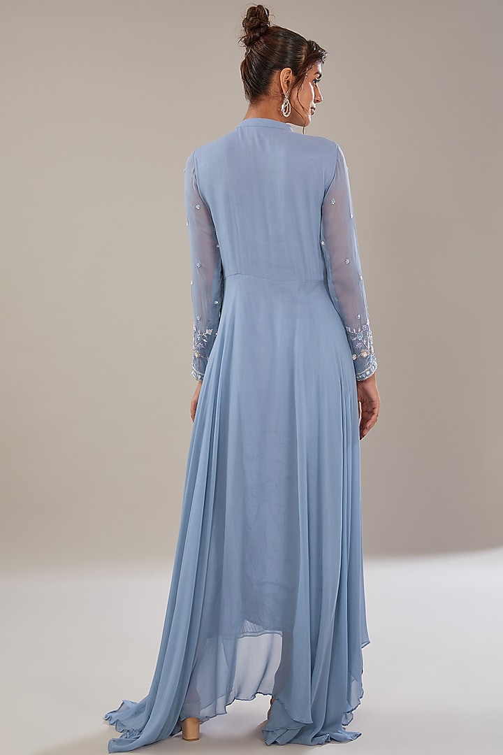 Blue Georgette Kurta by The Pink Mirror at Pernia's Pop Up Shop
