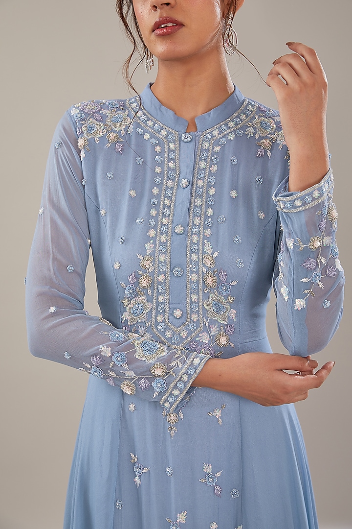 Blue Georgette Kurta by The Pink Mirror at Pernia's Pop Up Shop
