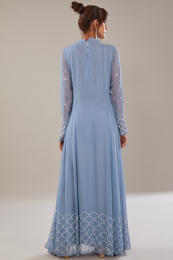 Blue Georgette Party Wear Anarkali Set by The Pink Mirror at Pernia's Pop Up Shop
