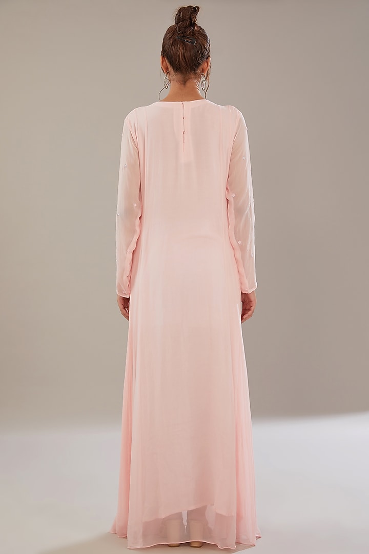 Powder Pink Georgette Party Wear Anarkali Set by The Pink Mirror at Pernia's Pop Up Shop