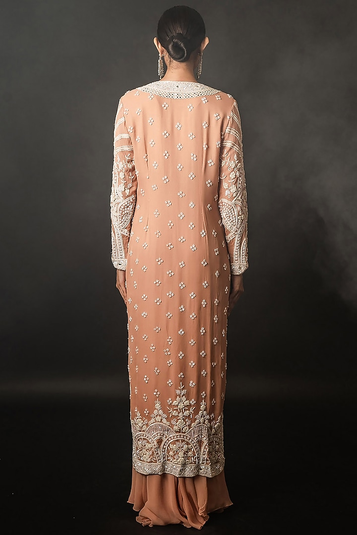 Dusty Rose Georgette Cowl Skirt Set by The Pink Mirror at Pernia's Pop Up Shop