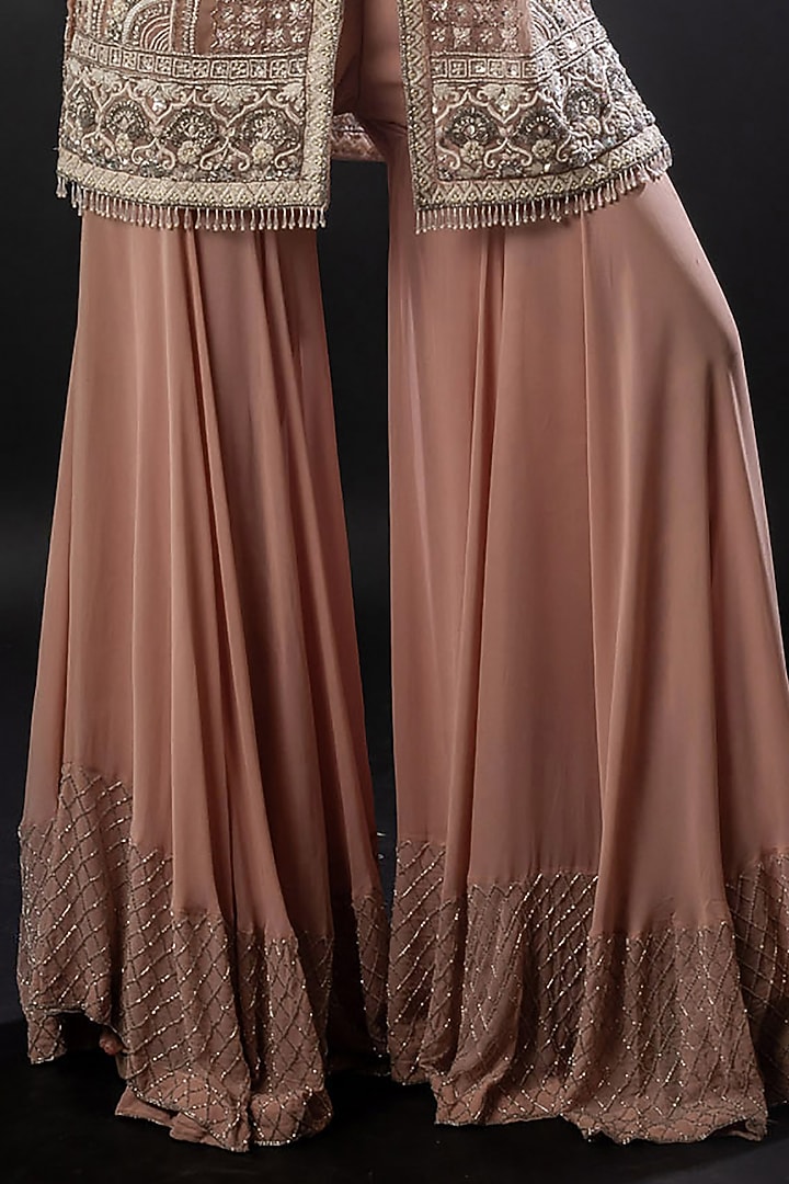 Dusty Rose Organza Georgette Gharara Set by The Pink Mirror at Pernia's Pop Up Shop