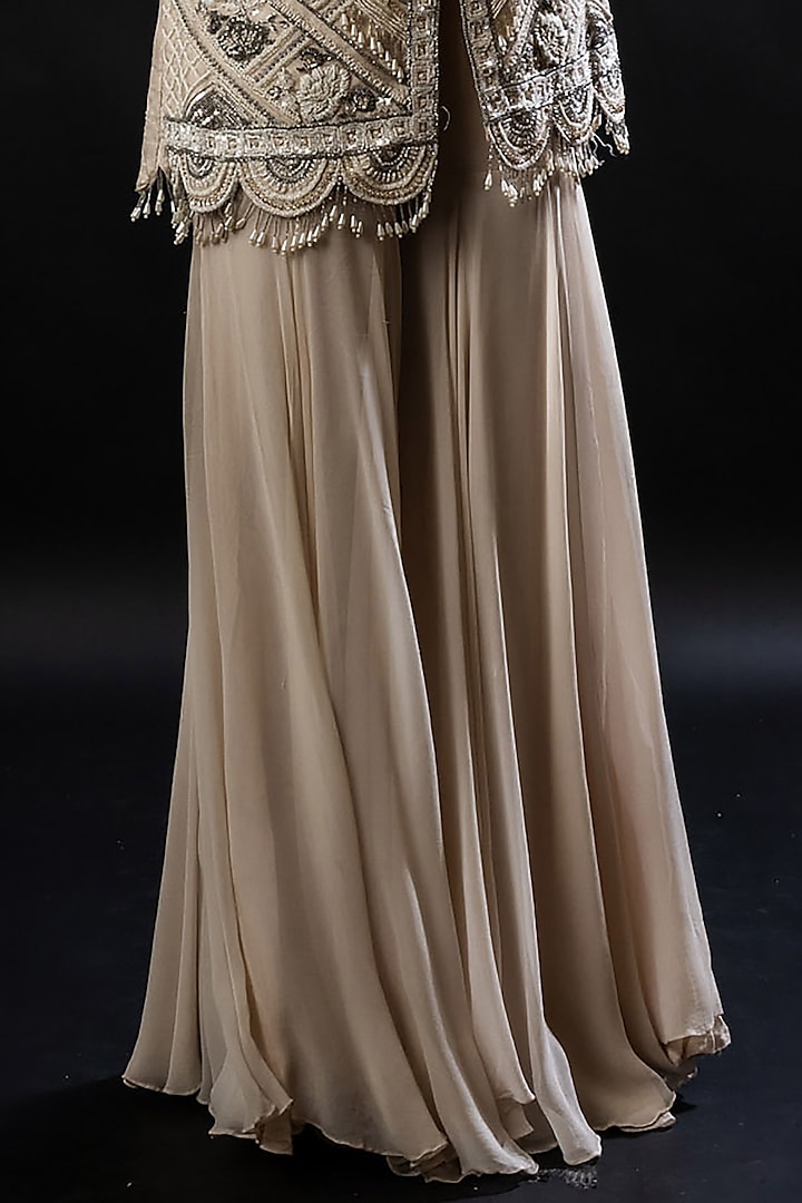 Cream Organza Georgette Wedding Sharara Set by The Pink Mirror at Pernia's Pop Up Shop