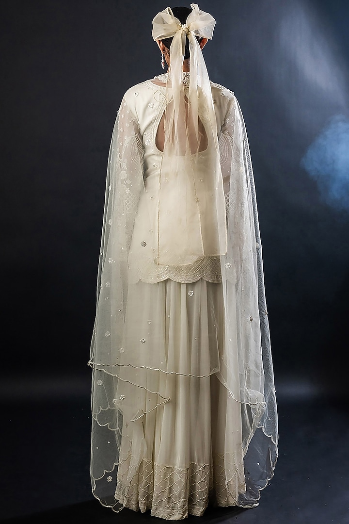 Off-White Organza Georgette Wedding Sharara Set by The Pink Mirror at Pernia's Pop Up Shop