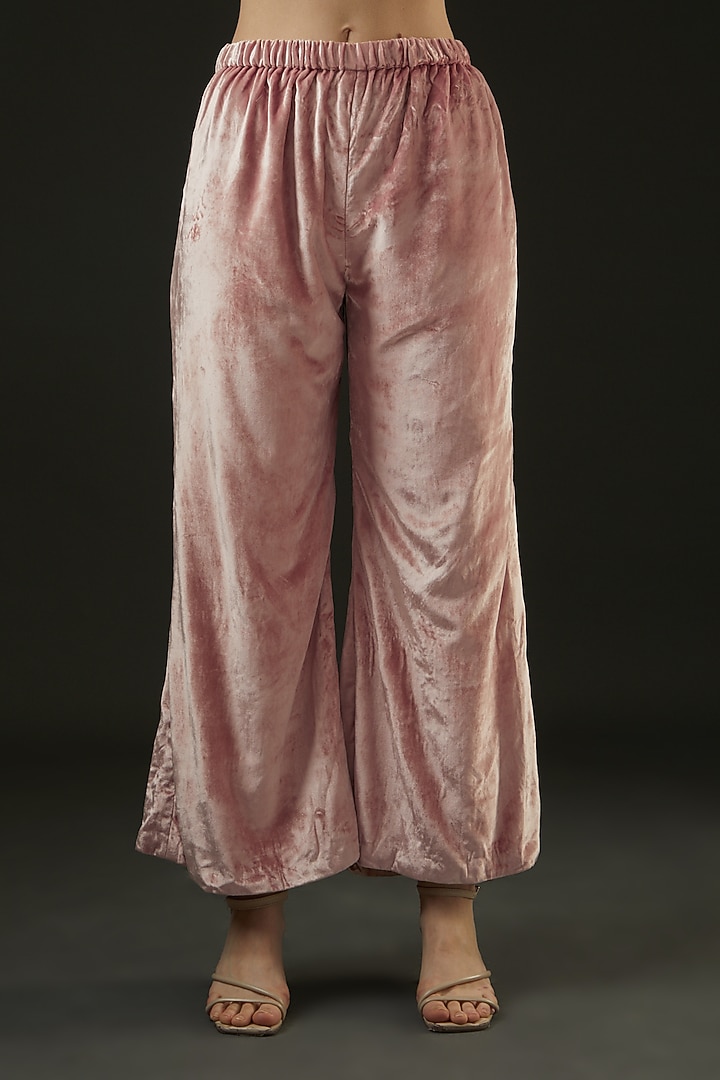Dusty Pink Velvet Hand Embroidered Jacket Set by The Pink Mirror at Pernia's Pop Up Shop