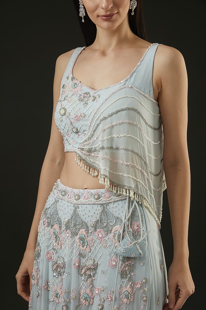 Grey Georgette Skirt Set by The Pink Mirror at Pernia's Pop Up Shop