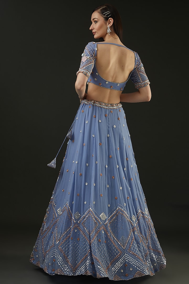 Grey Embroidered Wedding Lehenga Set by The Pink Mirror at Pernia's Pop Up Shop