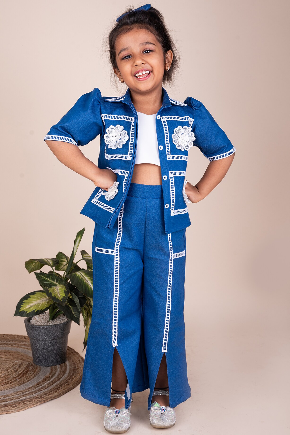 Girls Vintage Lace Ribbed Coordinate Set