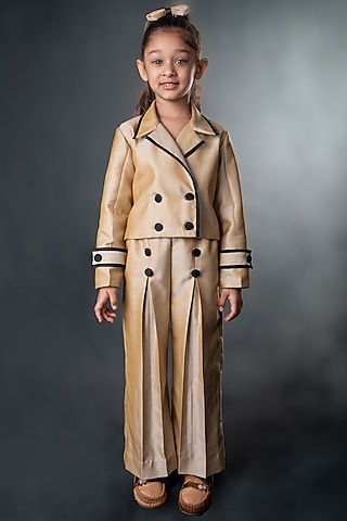 Gold Suiting Co-Ord Set For Girls by Toplove