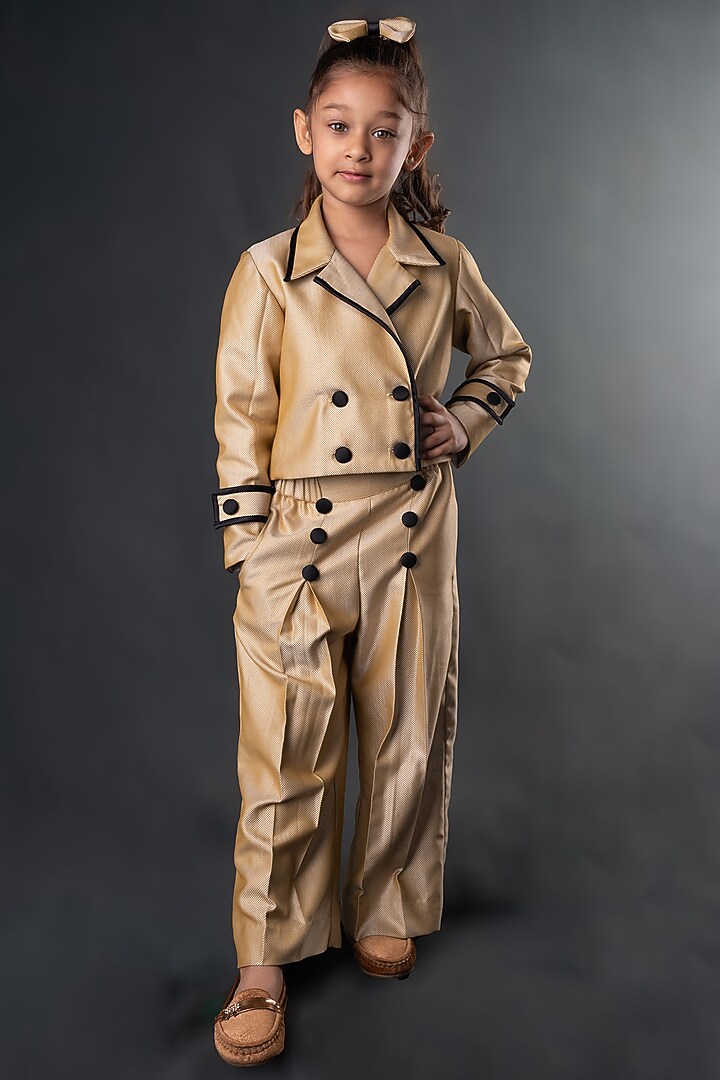Gold Suiting Co-Ord Set For Girls by Toplove at Pernia's Pop Up Shop