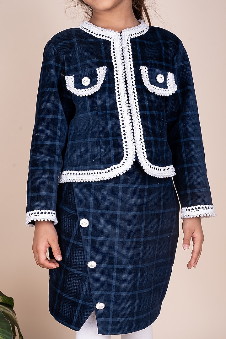 Navy Blue Corduroy Co-Ord Set For Girls by Toplove at Pernia's Pop Up Shop