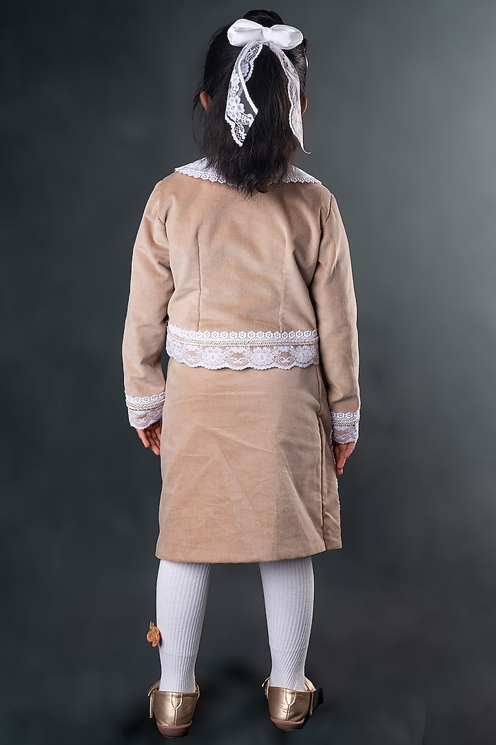 Beige Corduroy Co-Ord Set For Girls by Toplove at Pernia's Pop Up Shop