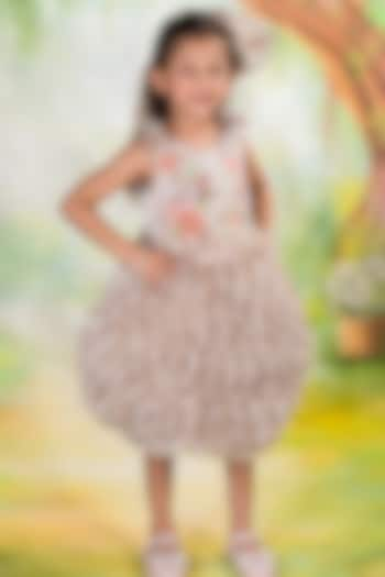 Ivory Shimmer Organza Sequins & Cutdana Embroidered Ruffled Dress For Girls by Toplove at Pernia's Pop Up Shop