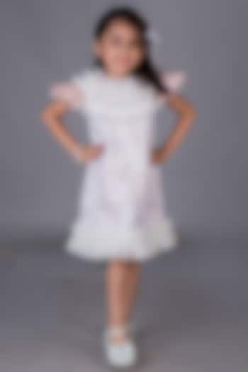 White Chantilly & Net Ruffled Dress For Girls by Toplove at Pernia's Pop Up Shop