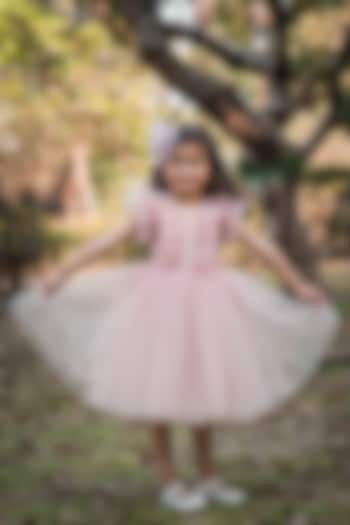 Pink Net Embellished Dress For Girls by Toplove at Pernia's Pop Up Shop