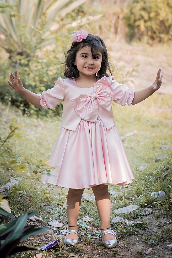 Pink Satin Dress For Girls by Toplove