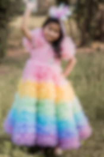 Multi-Colored Embellished Gown For Girls by Toplove