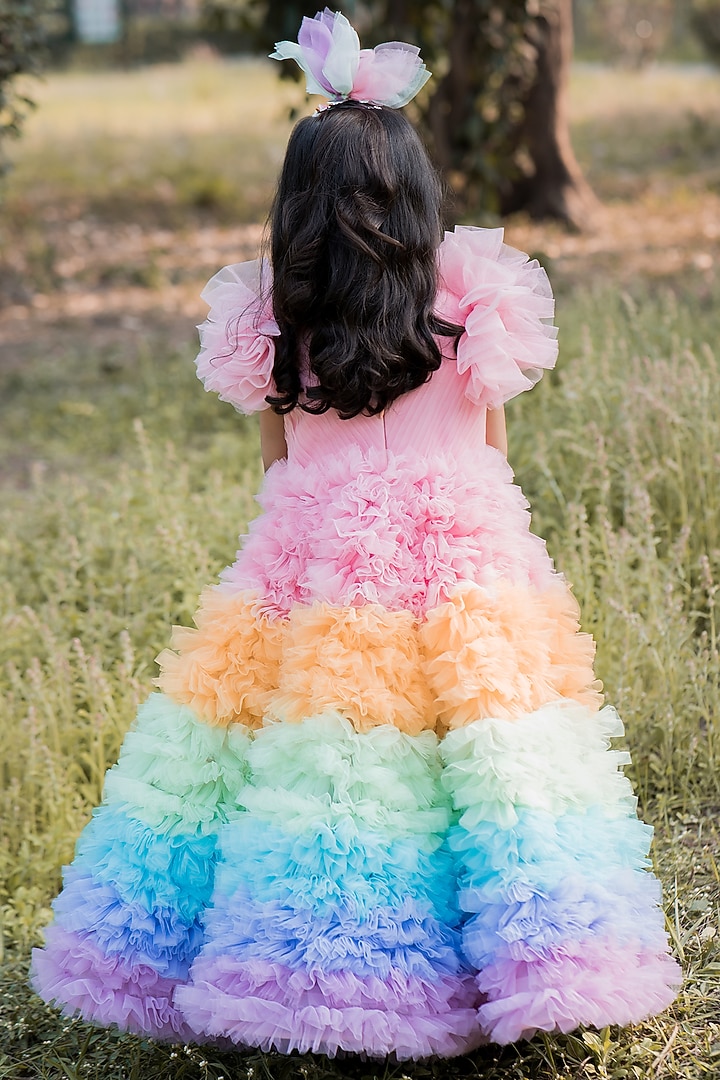 Multi-Colored Embellished Gown For Girls by Toplove at Pernia's Pop Up Shop