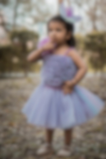 Lilac Embellished Skirt Set For Girls by Toplove at Pernia's Pop Up Shop