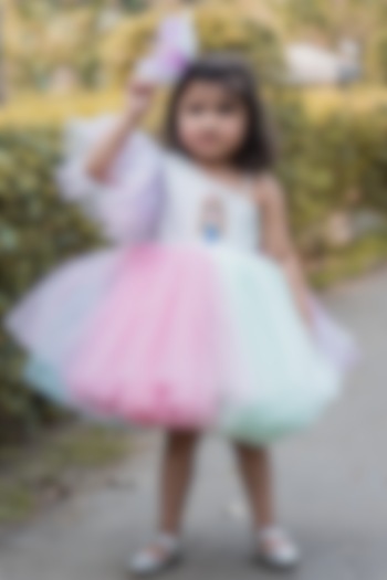 Multi-Colored Ruffled Gown For Girls by Toplove