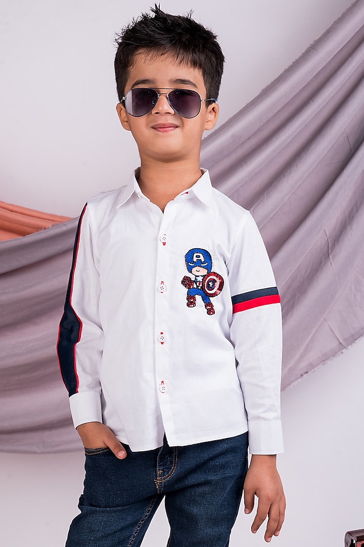 White Cotton Shirt For Boys by Toplove