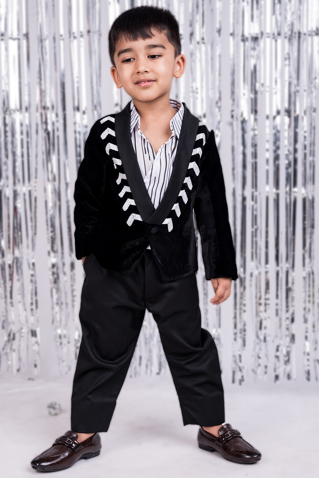 Black Velvet Blazer Set For Boys Design by Toplove at Pernia s Pop