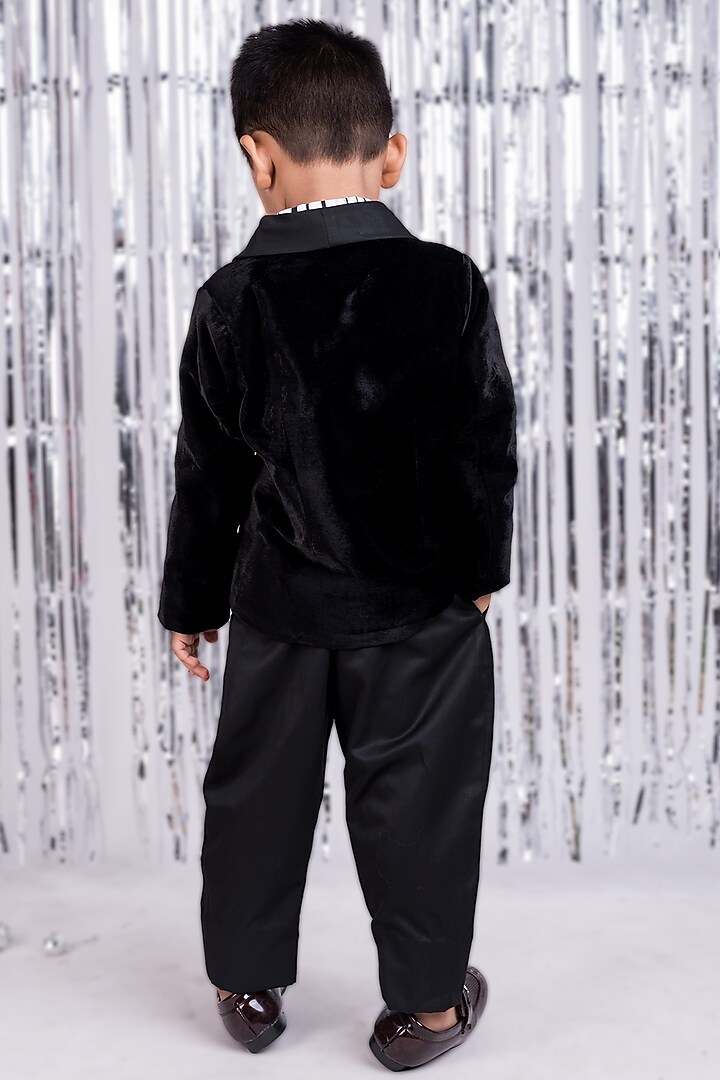 Black Velvet Blazer Set For Boys by Toplove at Pernia's Pop Up Shop