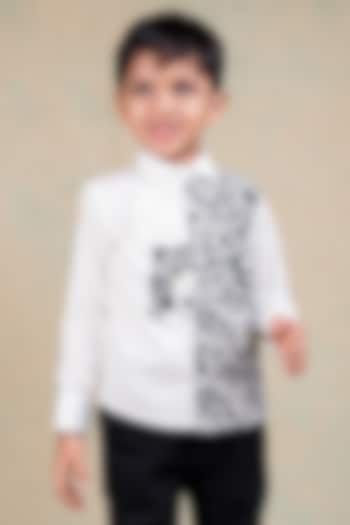 White Egyptian Giza Cotton Embroidered Shirt For Boys by Toplove
