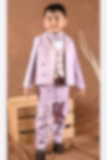 Lavender Cotton Suiting Blazer Set For Boys by Toplove