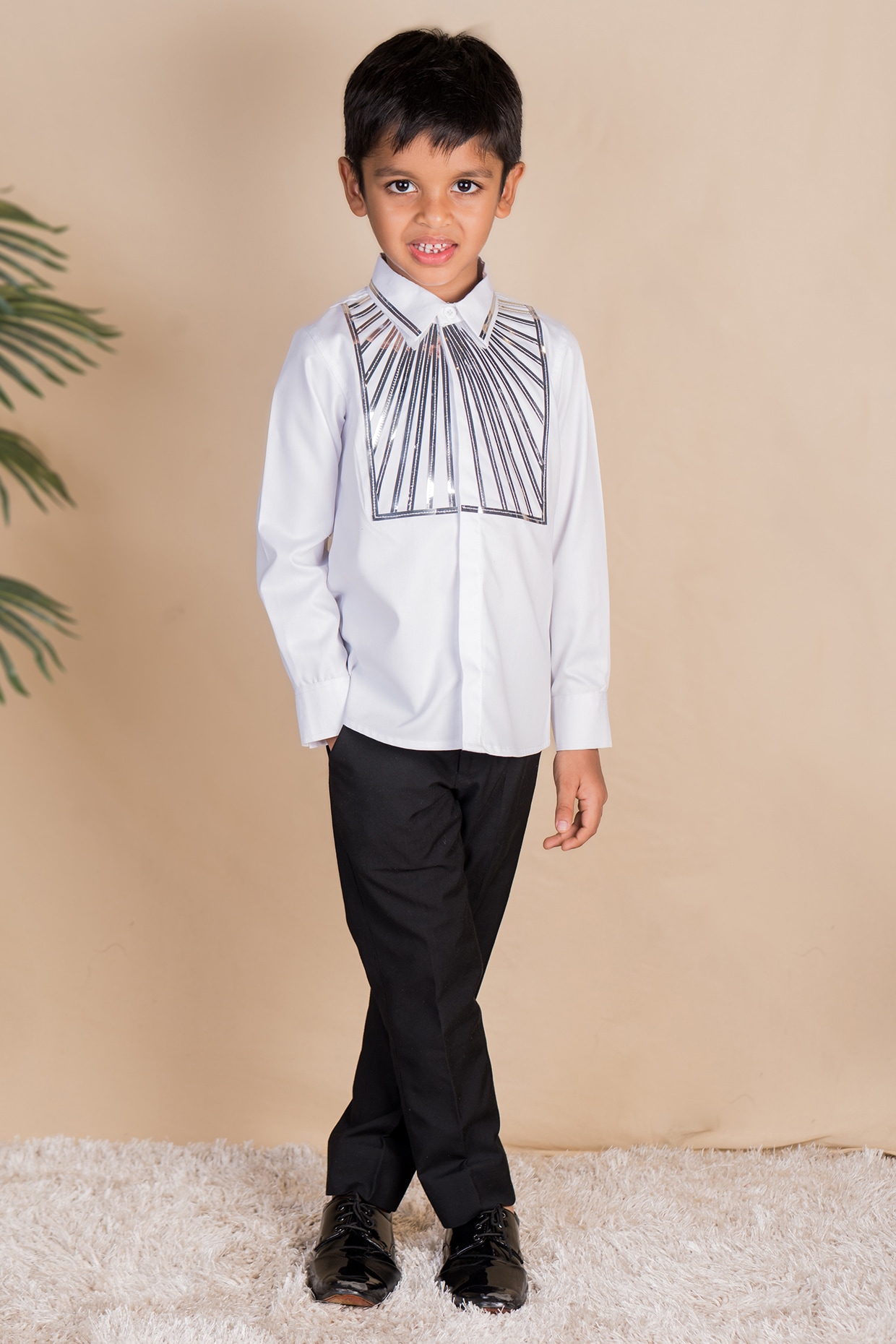 Blooming Eid Poplin Boy Shirt - White