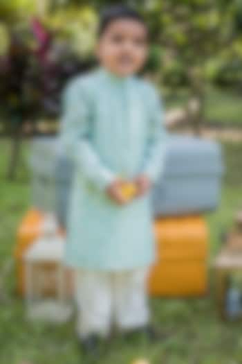 Mint Printed Kurta Set For Boys by Toplove