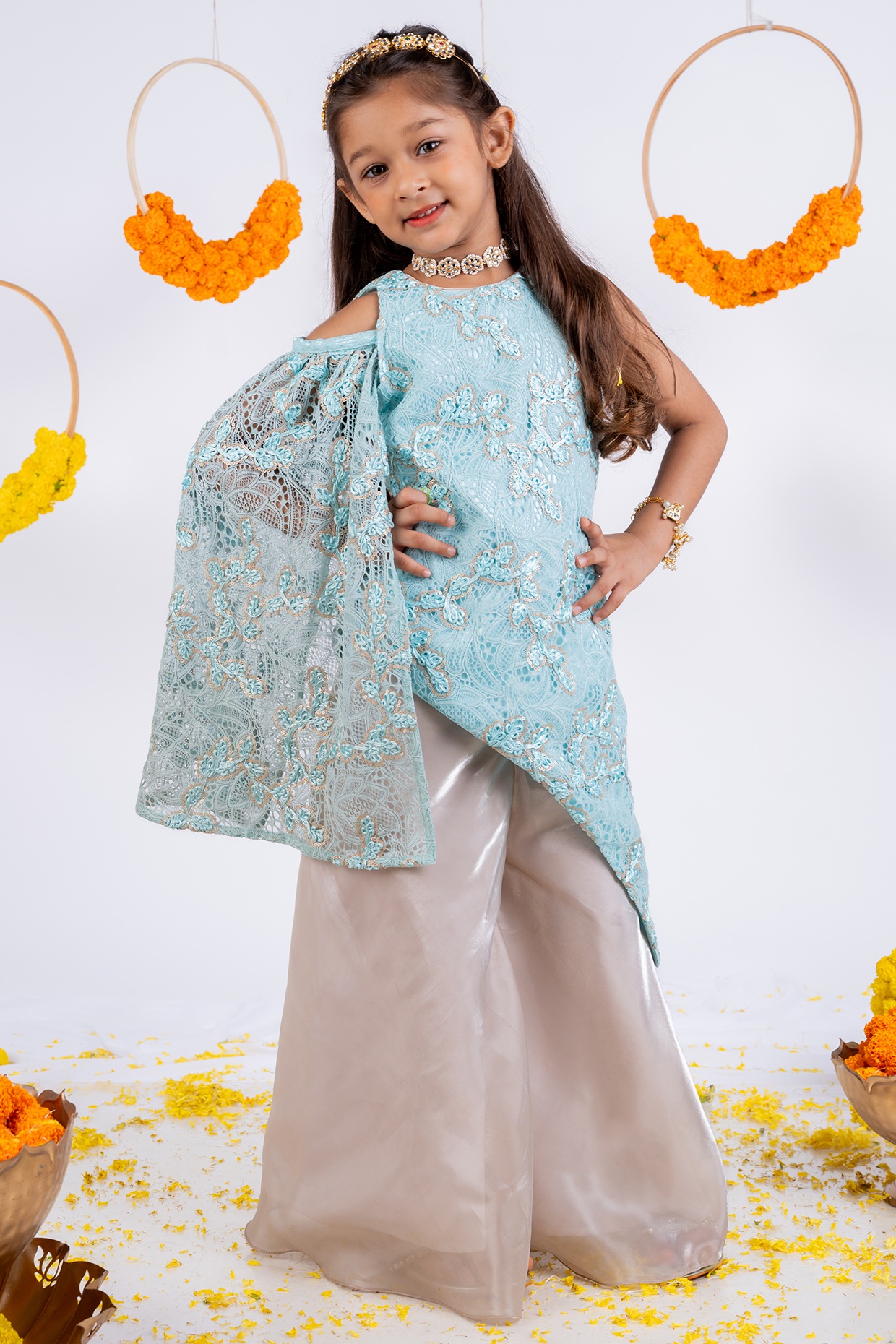 Nino Organza Sky Blue Kurta Set