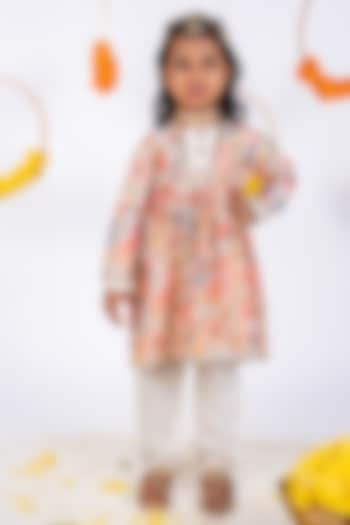 Multi-Colored Cotton Hakoba Printed Peplum Kurta Set For Girls by Toplove at Pernia's Pop Up Shop