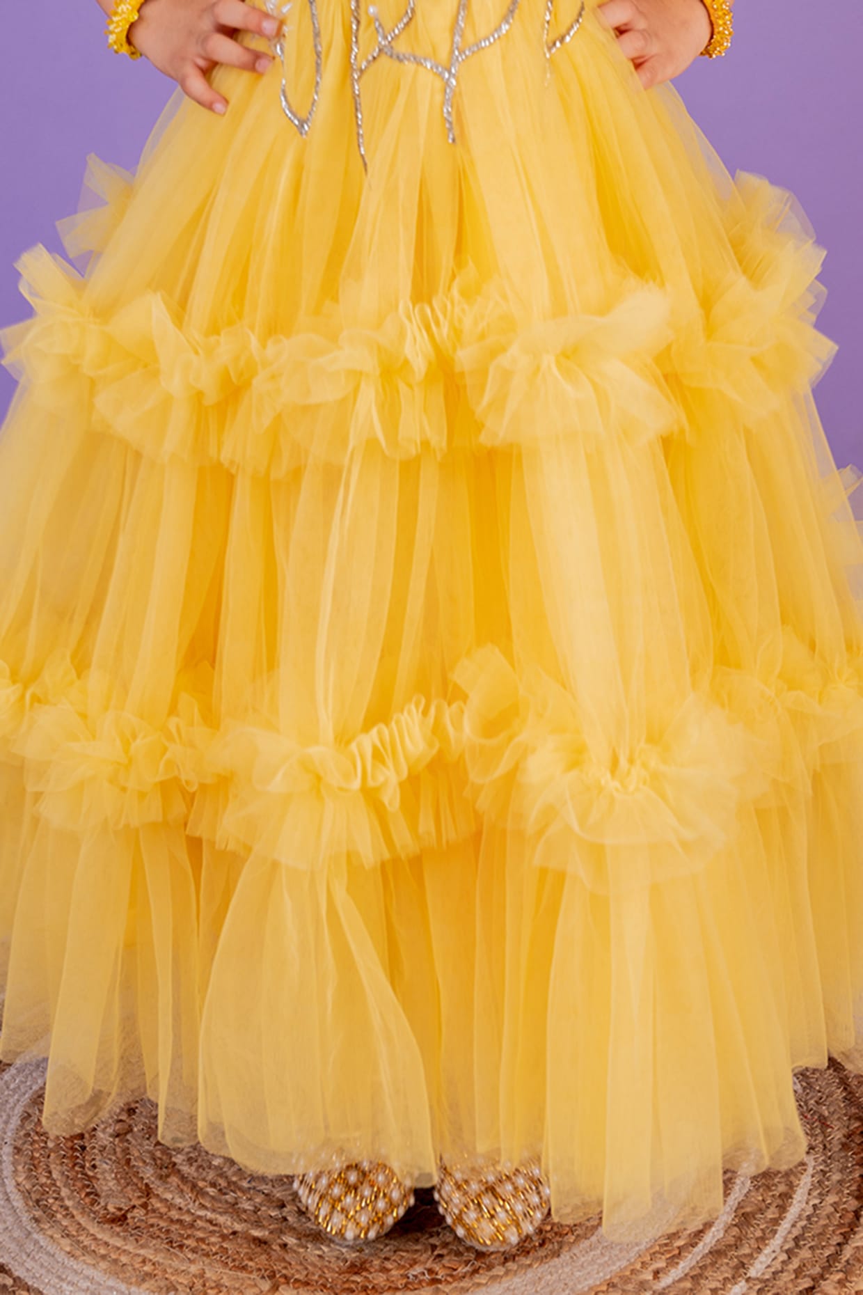Yellow Bridal Haldi Ceremony Net Long Lehenga Gown SRSWG6504 – Siya Fashions
