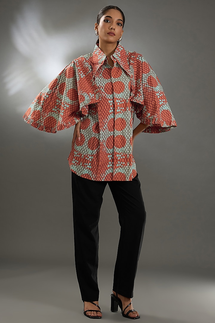 Orange Cotton Poplin Shirt by Two Point Two by Anvita Sharma at Pernia's Pop Up Shop