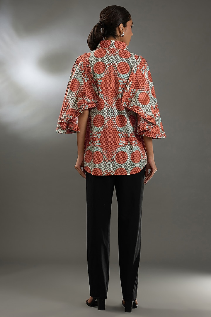 Orange Cotton Poplin Shirt by Two Point Two by Anvita Sharma at Pernia's Pop Up Shop