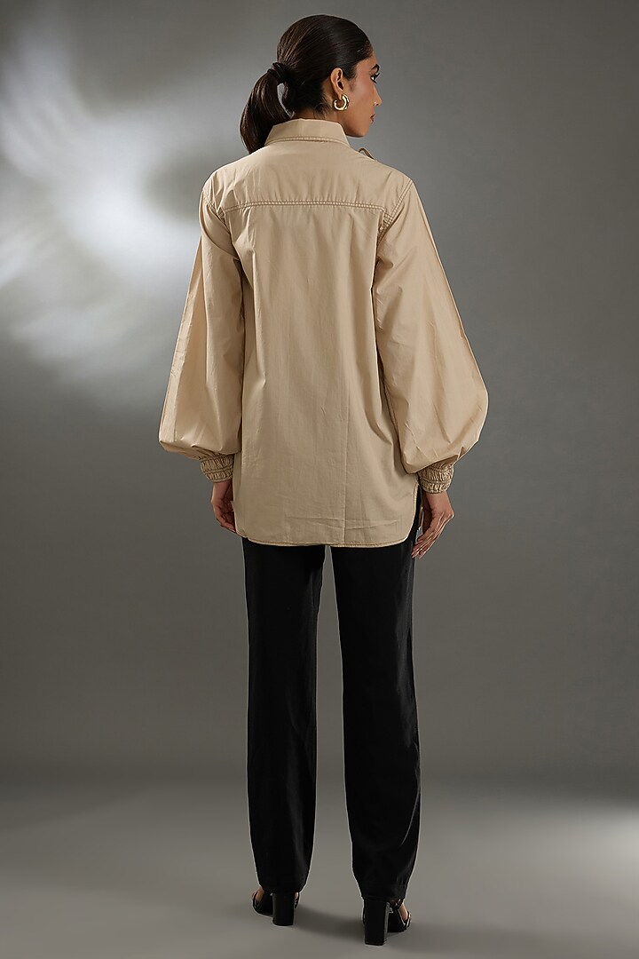 Beige Cotton Poplin Shirt by Two Point Two by Anvita Sharma at Pernia's Pop Up Shop