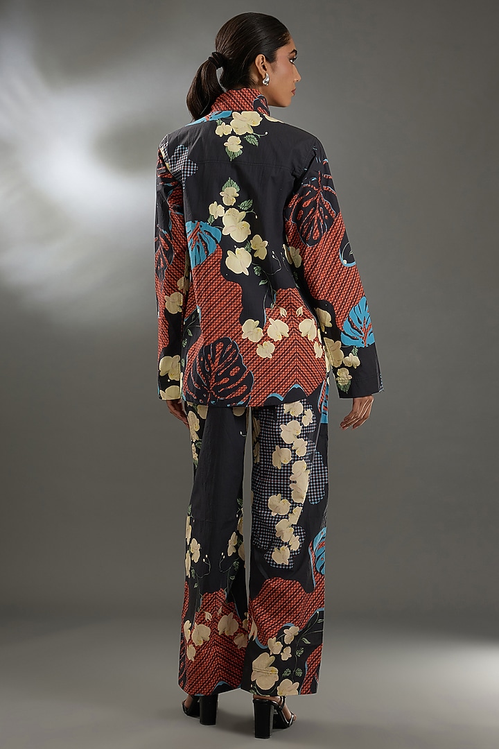 Black Cotton Poplin Digital Printed Shirt by Two Point Two by Anvita Sharma at Pernia's Pop Up Shop