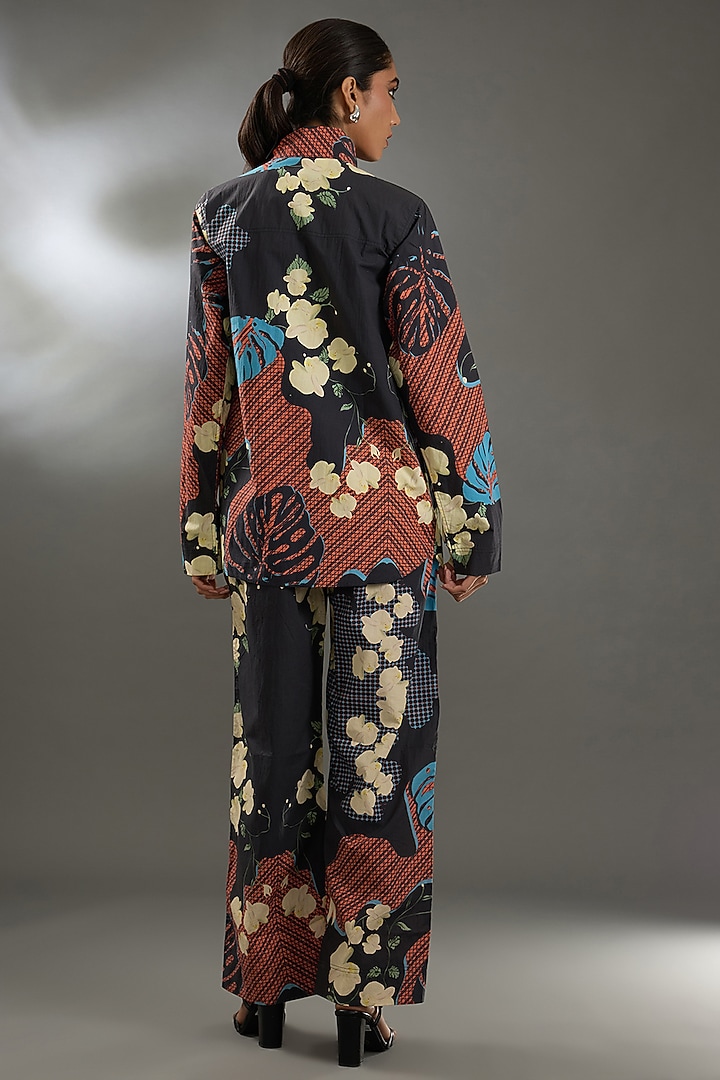 Black Cotton Poplin Digital Printed Pants by Two Point Two by Anvita Sharma at Pernia's Pop Up Shop