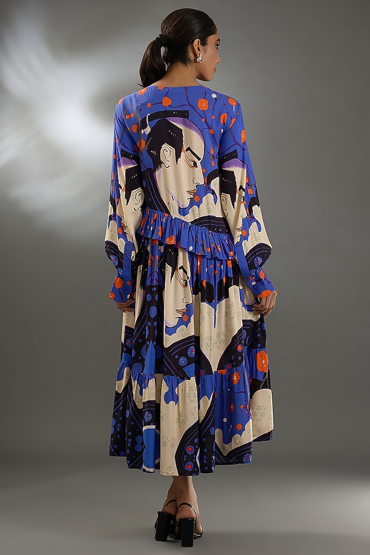 Violet Cotton Poplin Floral Digital Printed Midi Vacation Dress by Two Point Two by Anvita Sharma at Pernia's Pop Up Shop