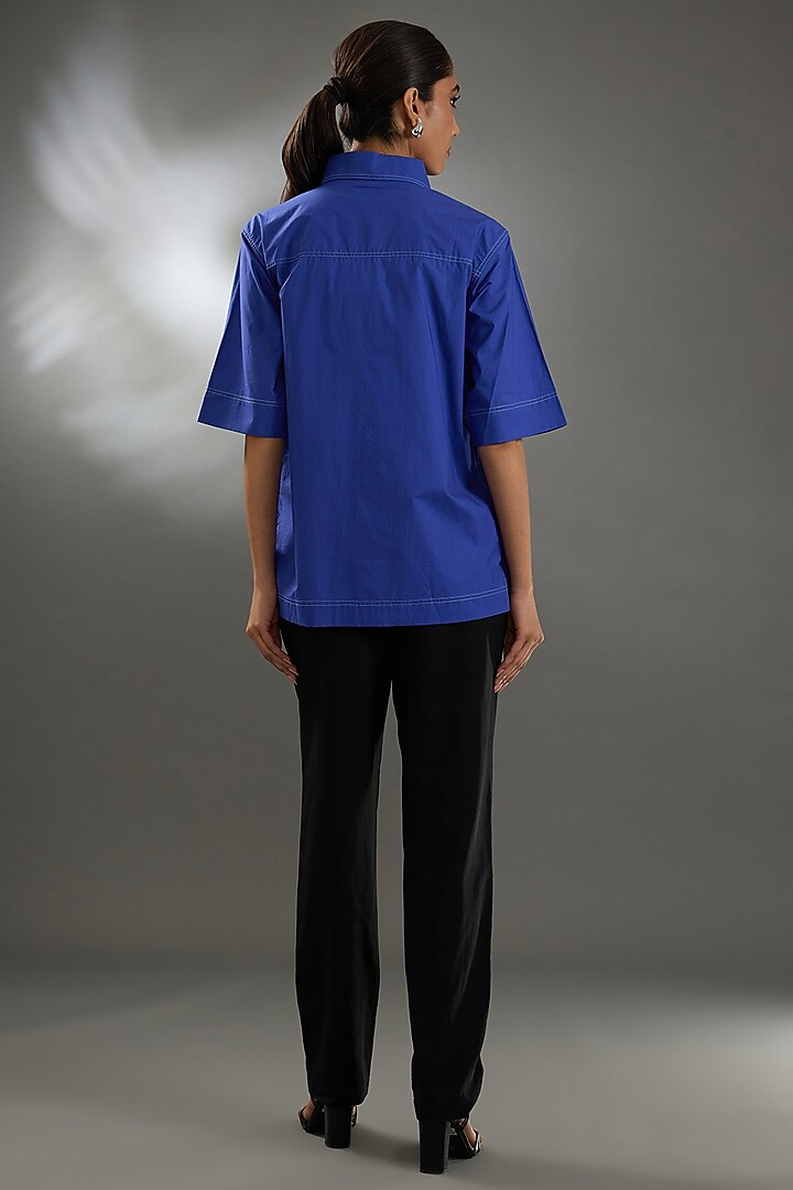 Electric Blue Cotton Poplin Top by Two Point Two by Anvita Sharma at Pernia's Pop Up Shop