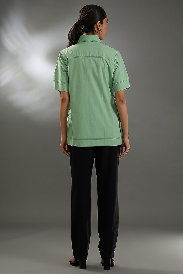 Green Cotton Poplin Top by Two Point Two by Anvita Sharma at Pernia's Pop Up Shop