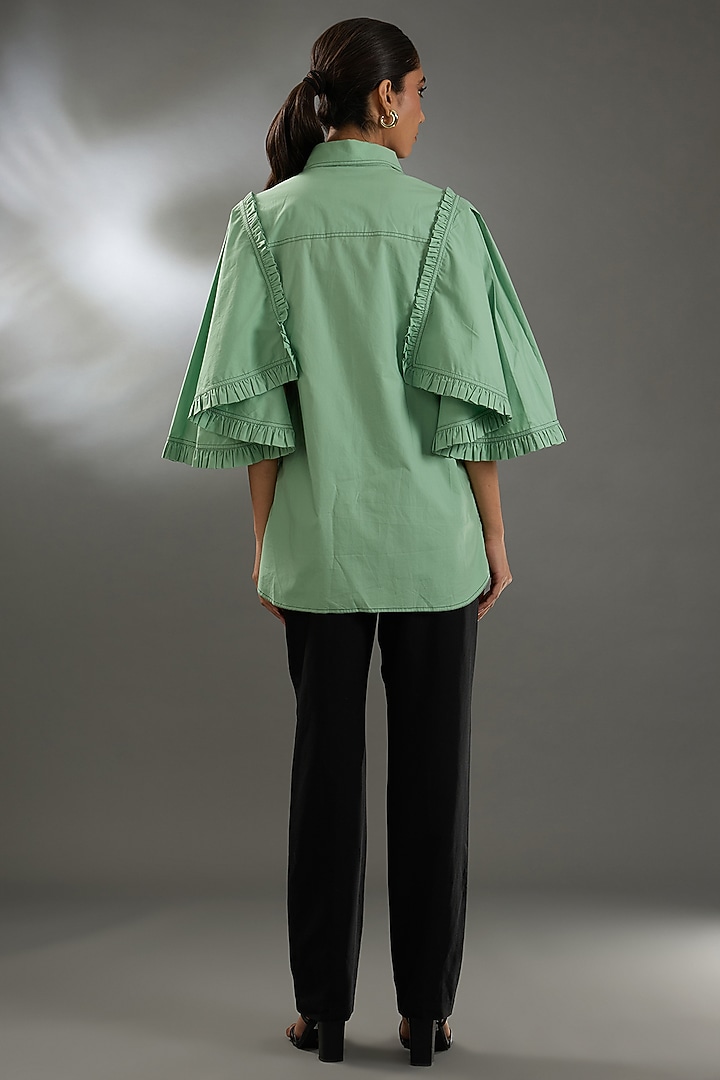 Green Cotton Poplin Top by Two Point Two by Anvita Sharma at Pernia's Pop Up Shop
