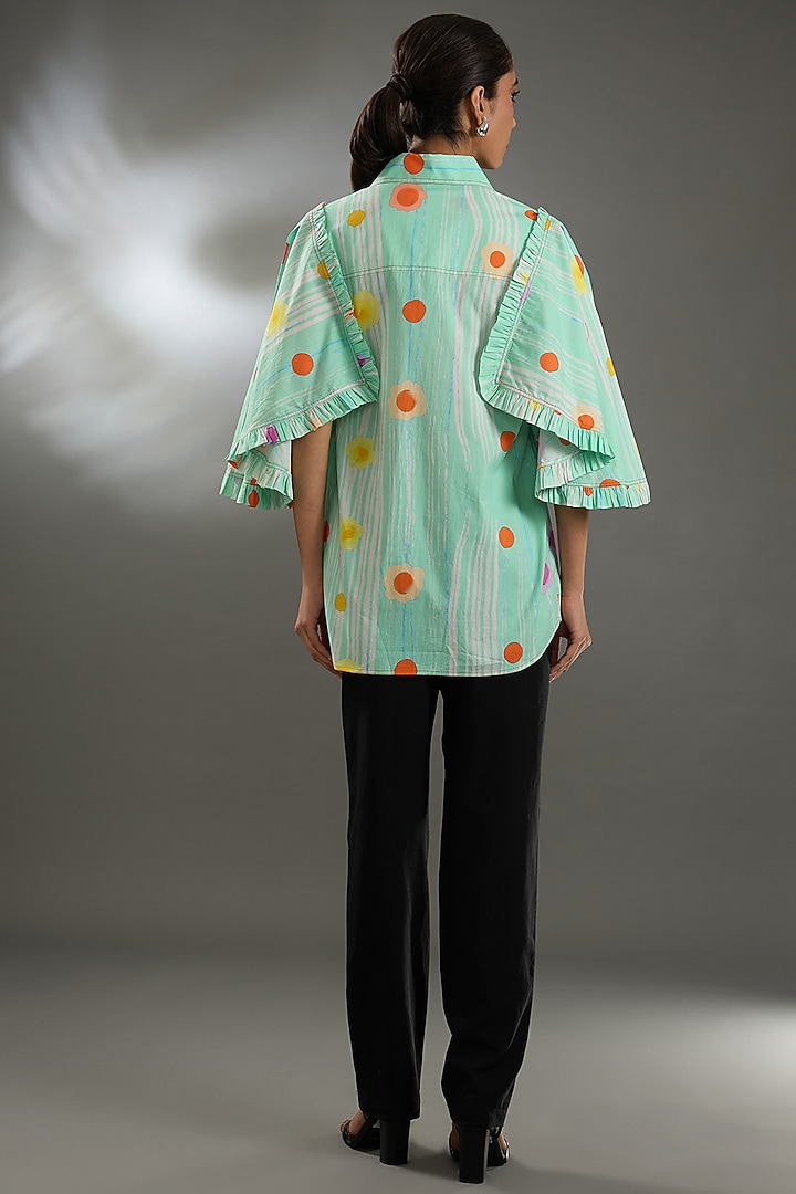 Light Blue Cotton Poplin Printed Shirt by Two Point Two by Anvita Sharma at Pernia's Pop Up Shop