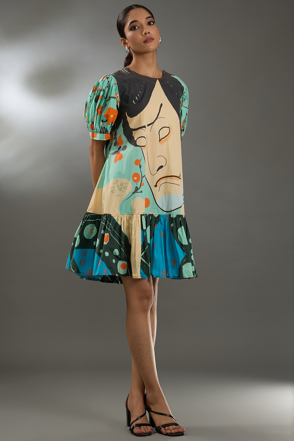 Multi-Colored Cotton Poplin Mini Dress by Two Point Two by Anvita Sharma at Pernia's Pop Up Shop