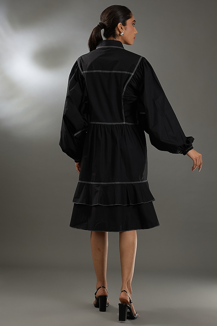 Black Cotton Poplin Midi Vacation Dress by Two Point Two by Anvita Sharma at Pernia's Pop Up Shop