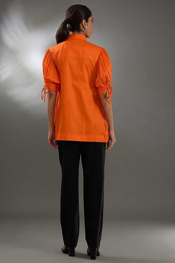 Orange Cotton Poplin Shirt by Two Point Two by Anvita Sharma at Pernia's Pop Up Shop
